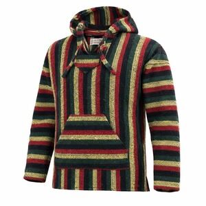 Vintage Baja Hoodie Mexican Poncho Drug Rug Boho Hippie Festival Pullover